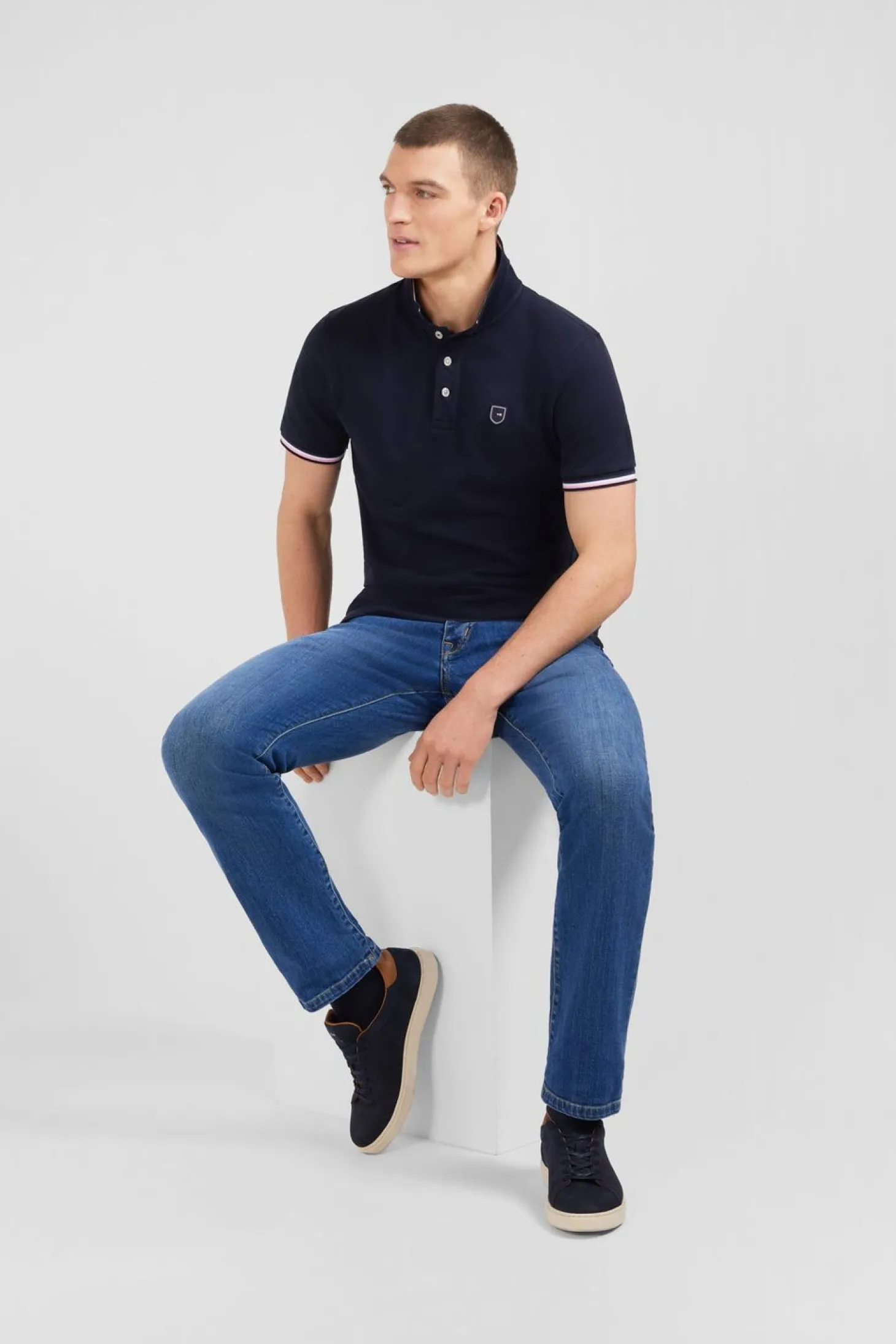 Baskets Bleu Marine En Cuir
