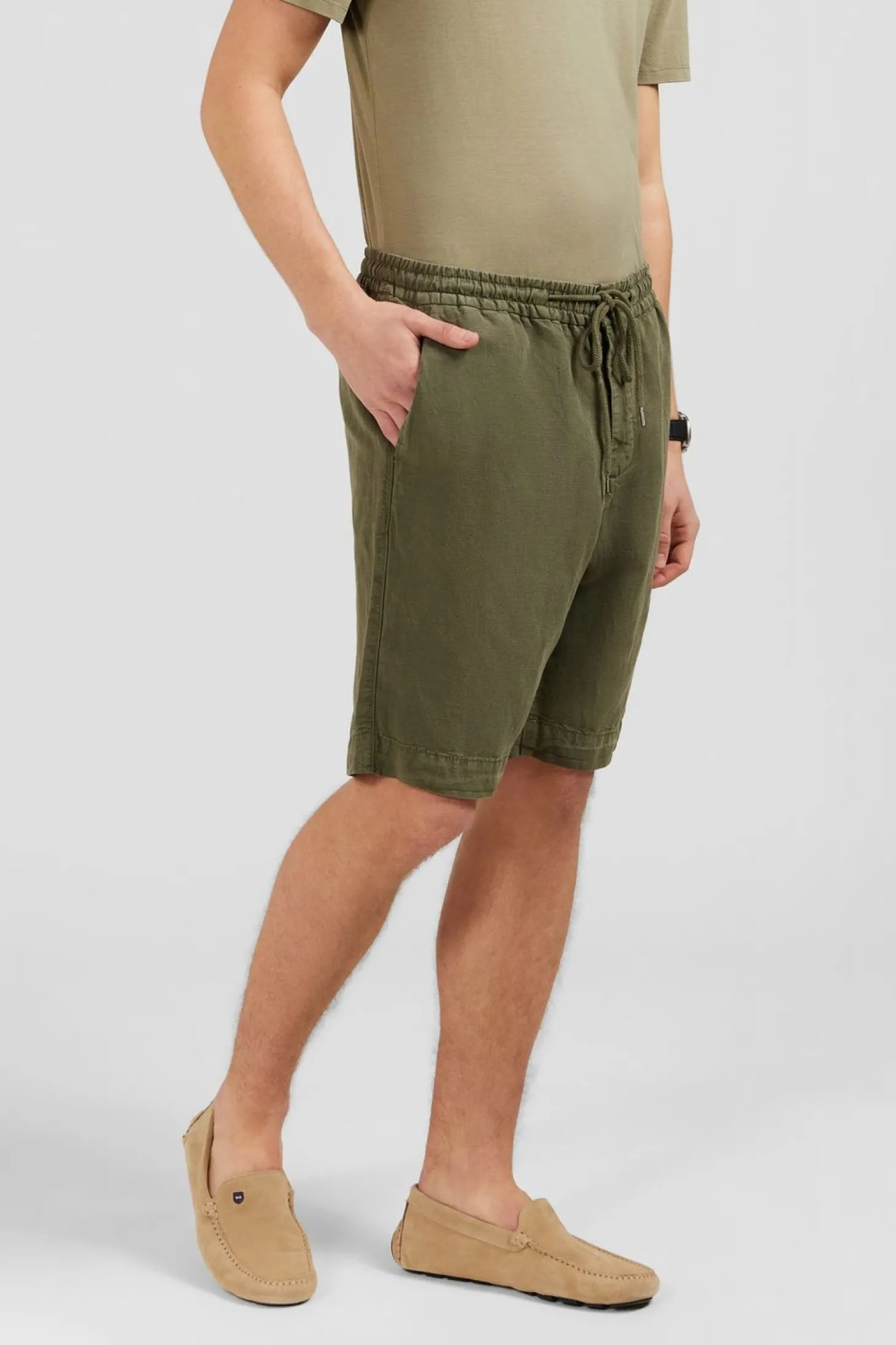Bermuda Kaki A Taille Elastiquee