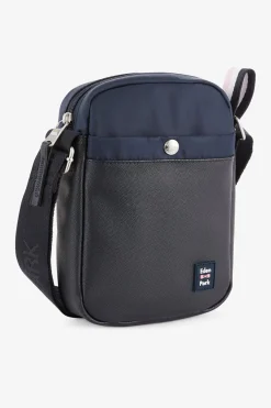 Besace Rectangulaire Bleu Fonce Avec Effet Cuir Graine
