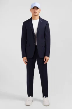 Blazer Bleu Fonce Details Noeud En Relief