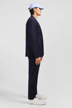 Blazer Bleu Fonce Details Noeud En Relief