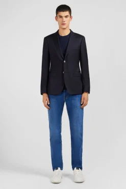 Blazer Bleu Marine Slim Fit 100 % Laine