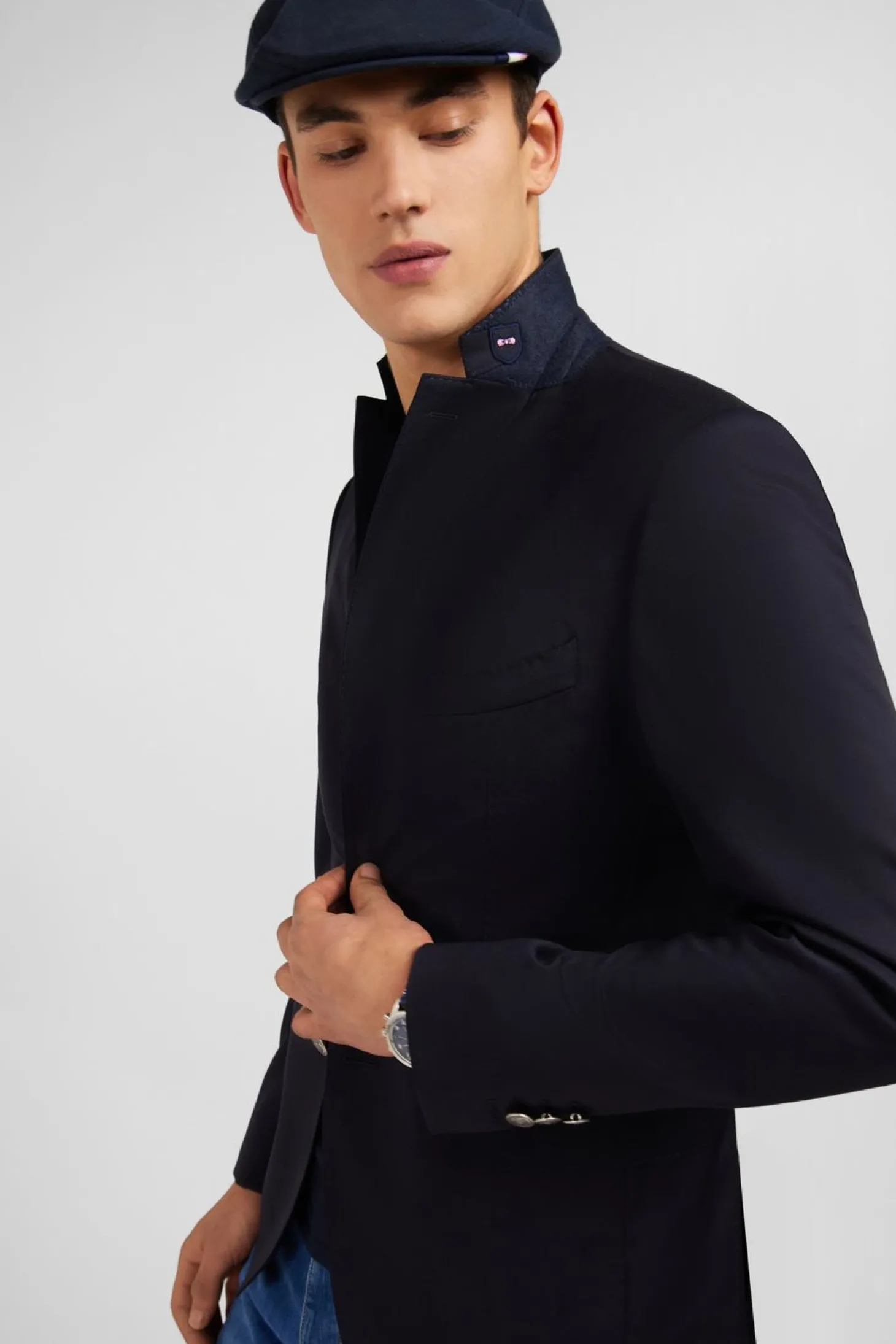 Blazer Bleu Marine Slim Fit 100 % Laine