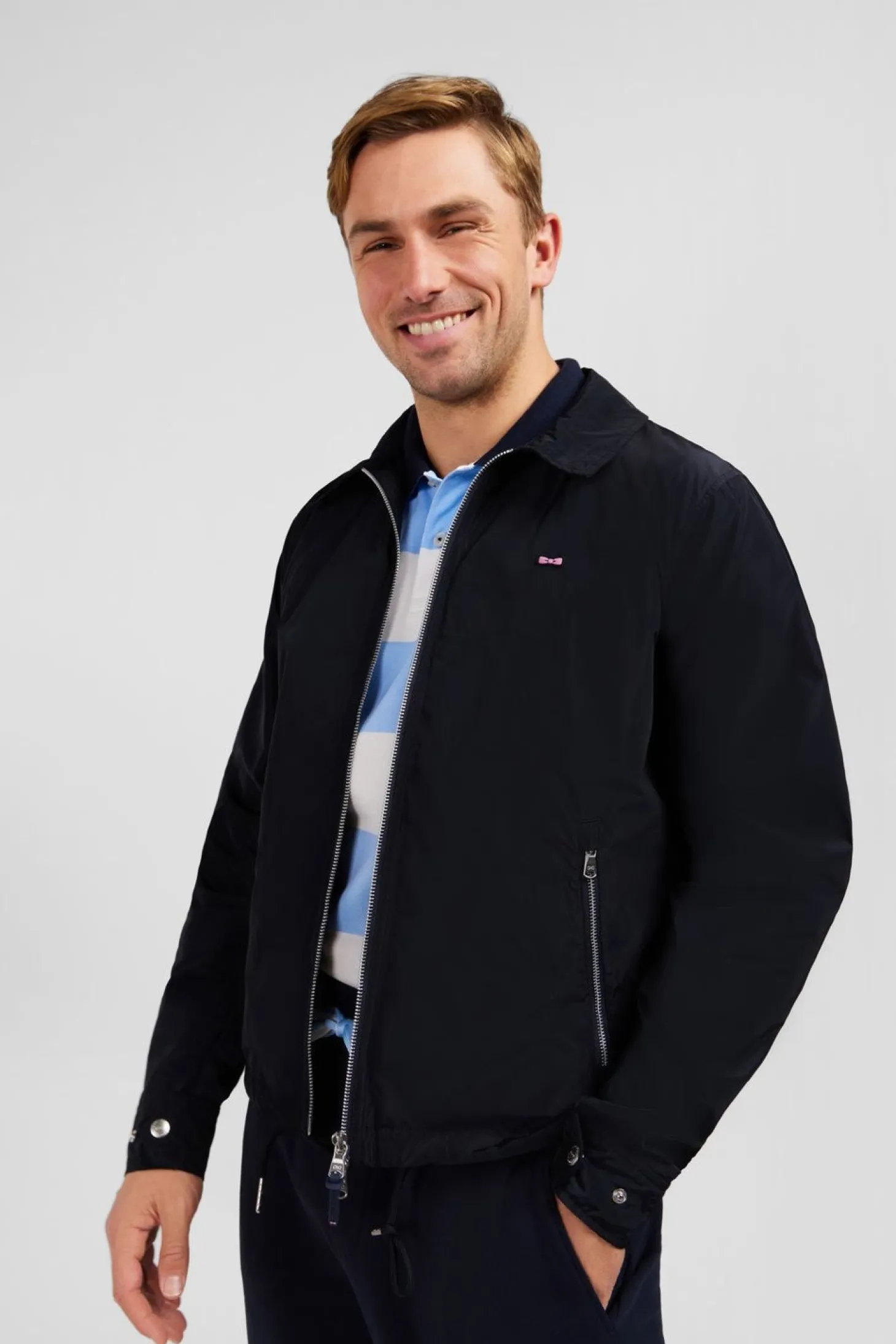 Blouson Zippe A Col Classique Marine