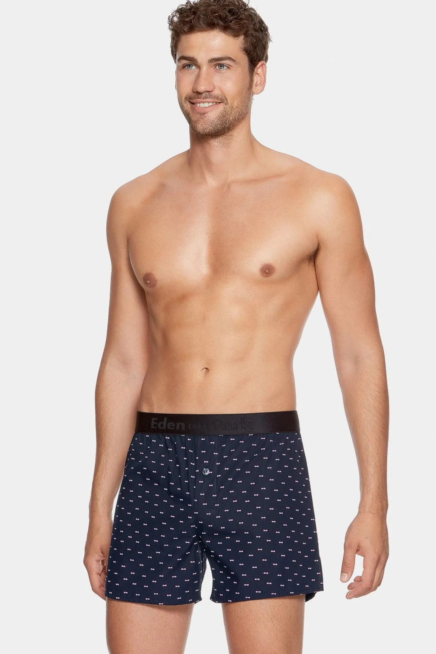 Boxer A Micro Motifs Noeud Papillon Marine Et Blanc En Coton
