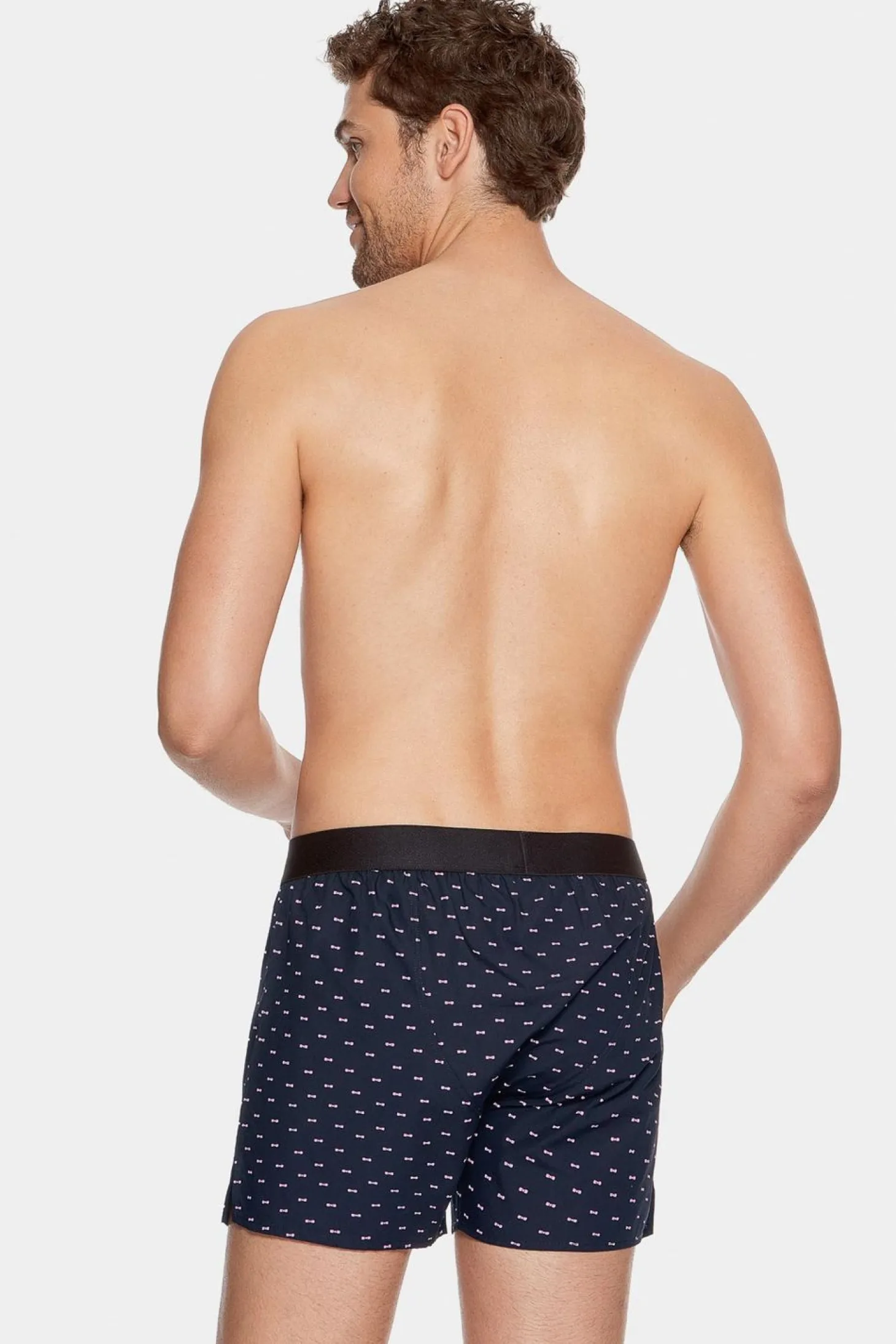 Boxer A Micro Motifs Noeud Papillon Marine Et Blanc En Coton