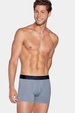 Boxer A Micro Motifs Noeud Papillon Gris Et Rose En Coton Stretch