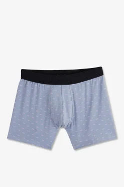 Boxer A Micro Motifs Noeud Papillon Gris Et Rose En Coton Stretch