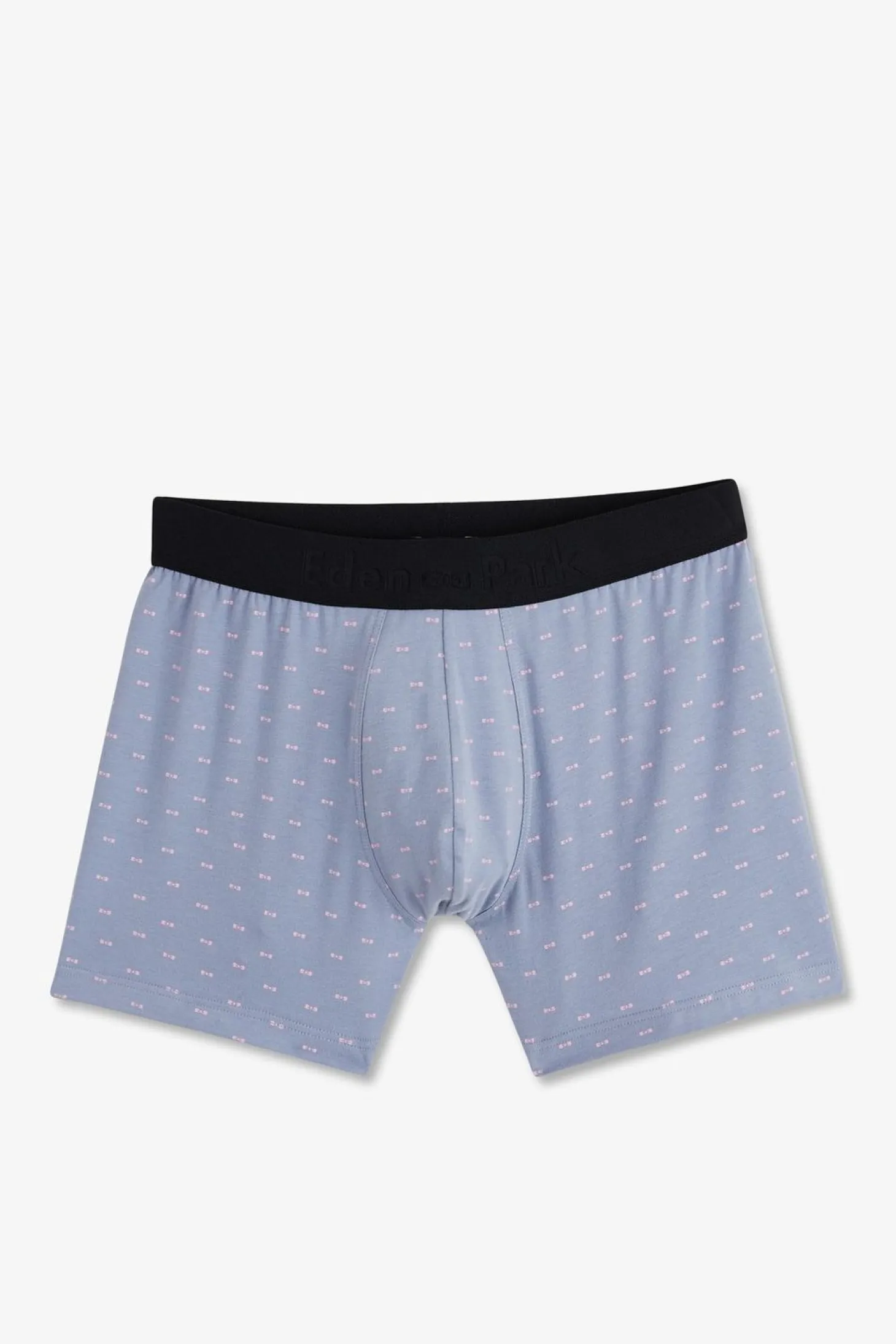 Boxer A Micro Motifs Noeud Papillon Gris Et Rose En Coton Stretch