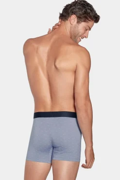 Boxer A Micro Motifs Noeud Papillon Gris Et Rose En Coton Stretch