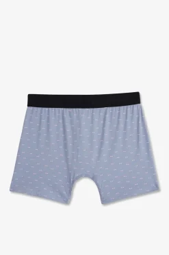 Boxer A Micro Motifs Noeud Papillon Gris Et Rose En Coton Stretch