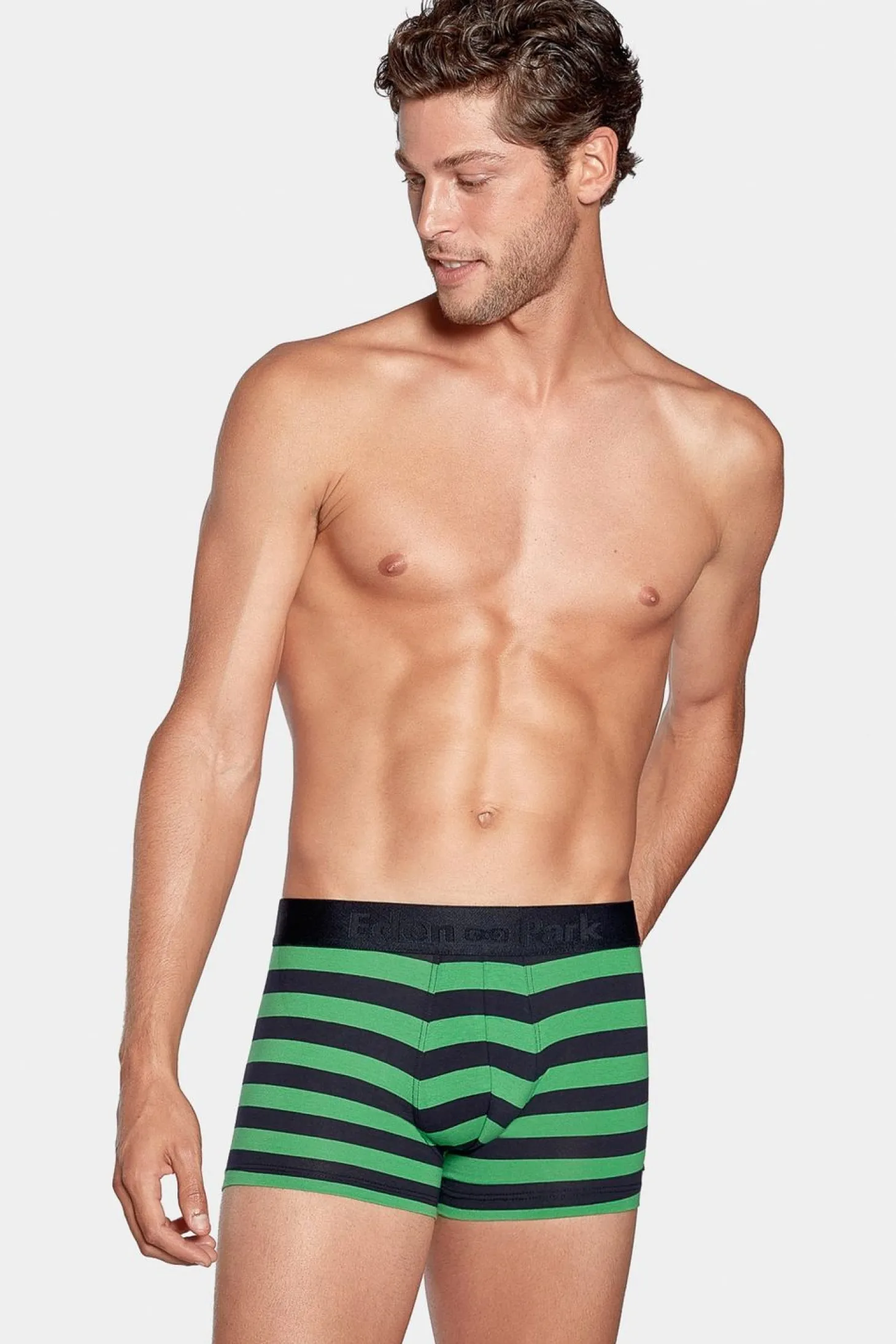 Boxer Cercle Marine Et Vert En Coton Stretch