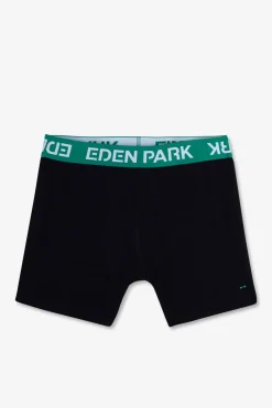 Boxer Marine A Ceinture Elastique Verte En Coton Stretch