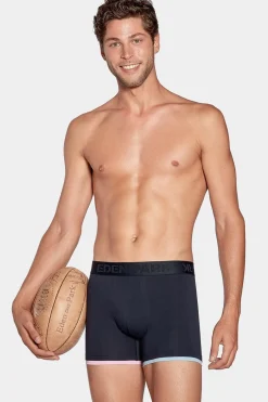 Boxer Marine A Details Contrastes En Coton Stretch