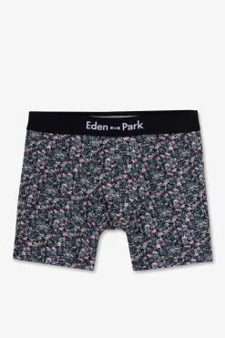 Boxer Marine Micro Imprime Fleurs En Coton Stretch