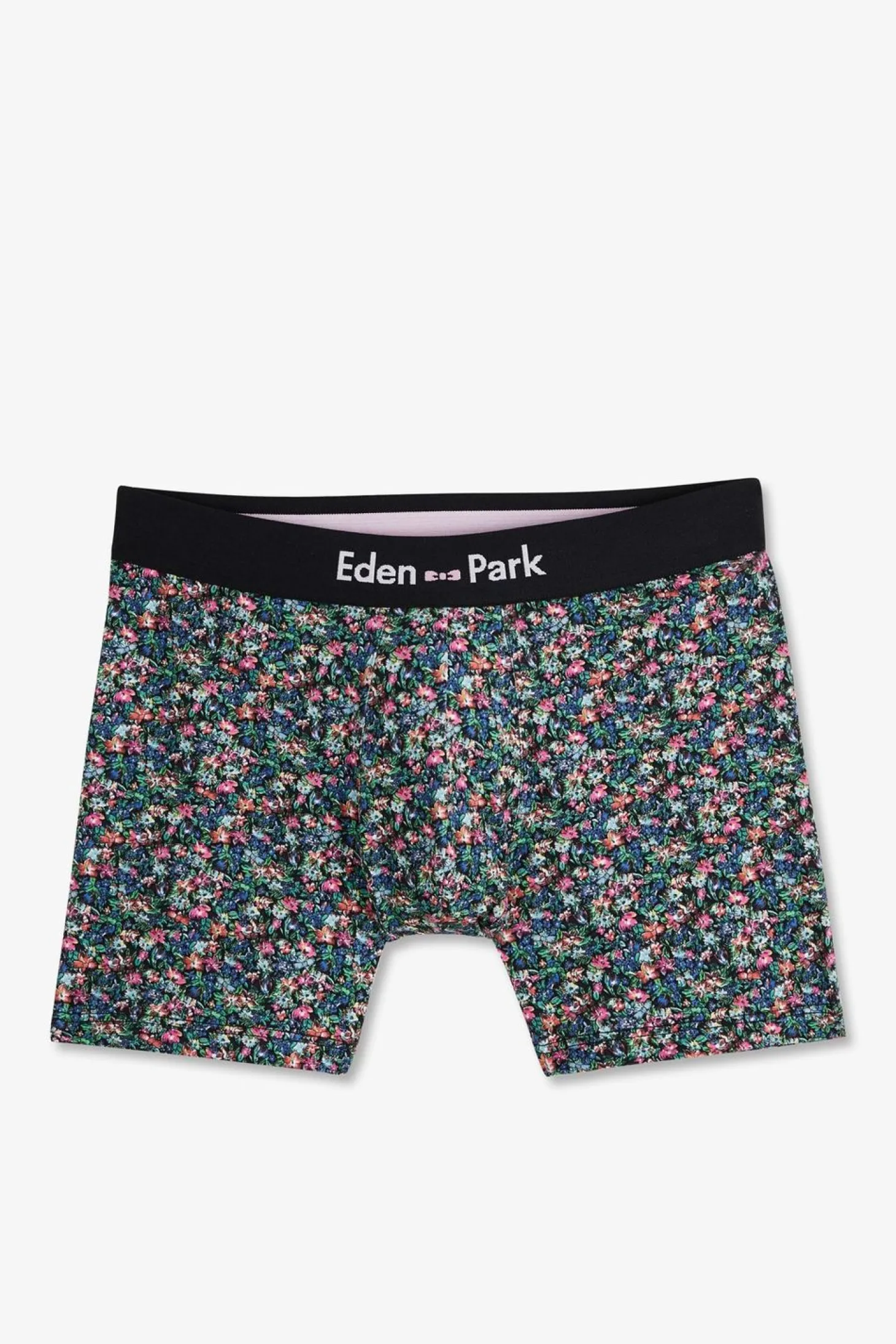 Boxer Vert Micro Imprime Fleurs En Coton Stretch