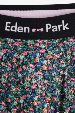 Boxer Vert Micro Imprime Fleurs En Coton Stretch