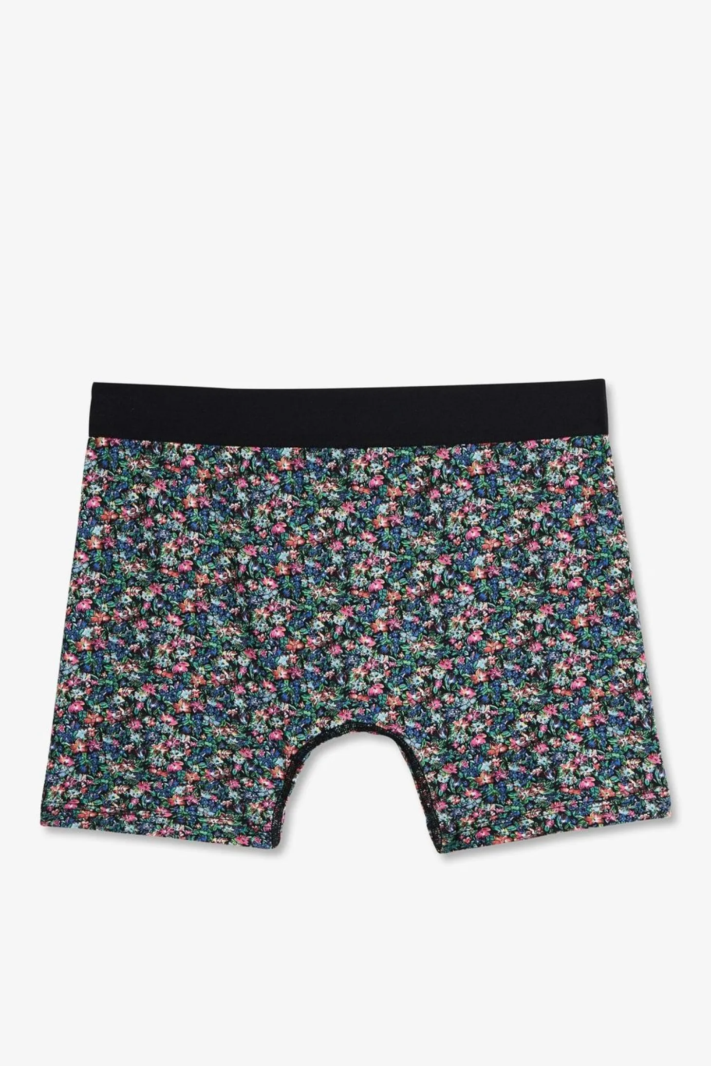 Boxer Vert Micro Imprime Fleurs En Coton Stretch