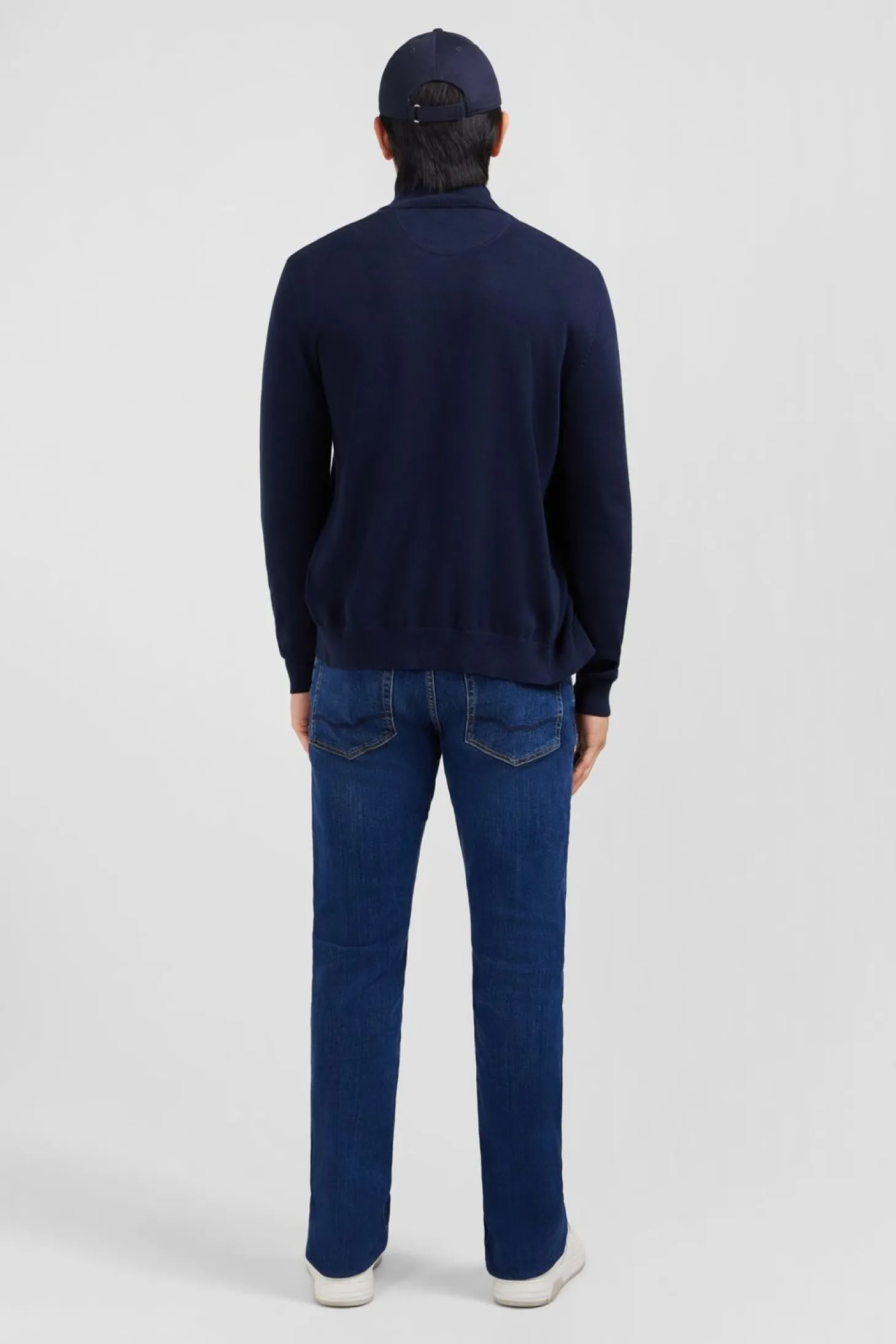 Cardigan Bleu Marine Zippe En Coton