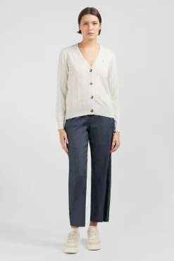 Cardigan Boutonne Gris En Jeu De Maille