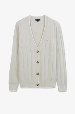 Cardigan Boutonne Gris En Jeu De Maille