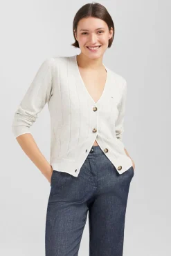Cardigan Boutonne Gris En Jeu De Maille