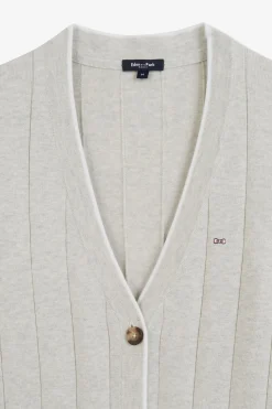Cardigan Boutonne Gris En Jeu De Maille
