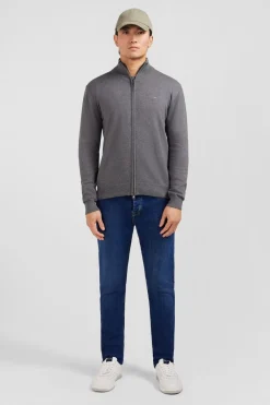Cardigan Gris Zippe En Coton