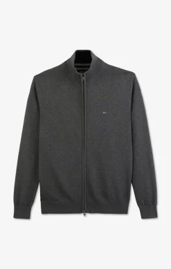 Cardigan Gris Zippe En Coton