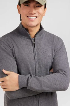 Cardigan Gris Zippe En Coton