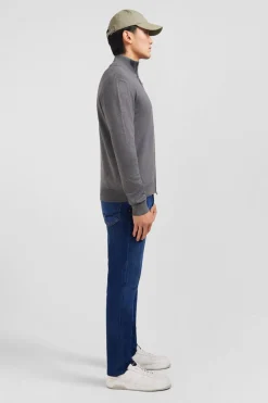 Cardigan Gris Zippe En Coton