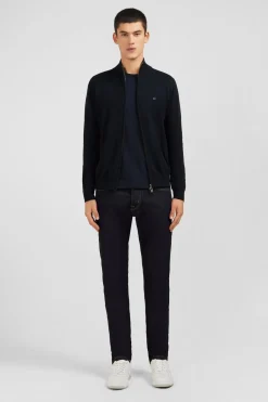Cardigan Noir Zippe En Coton