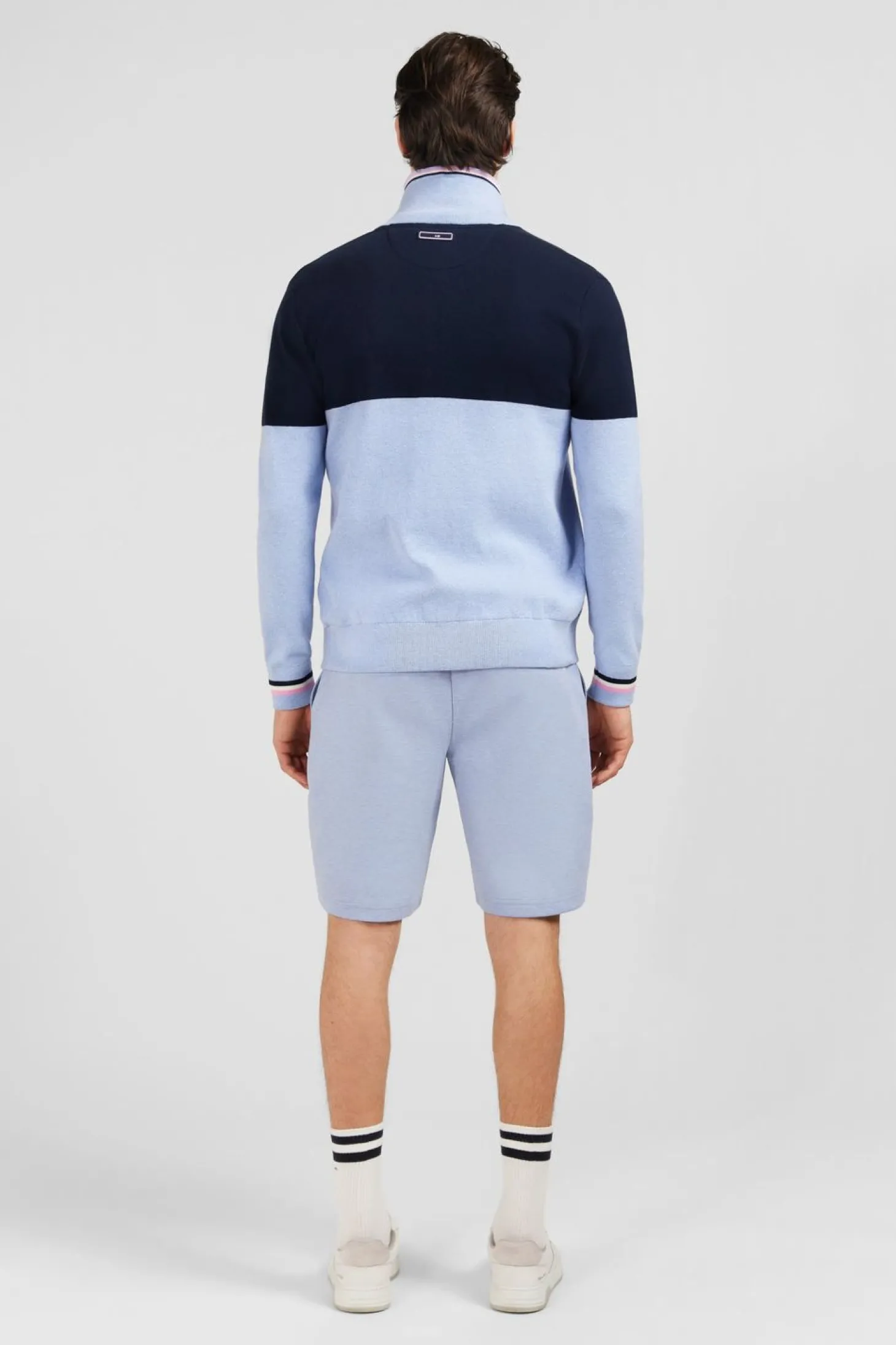 Cardigan Zippe Bleu Colorblock