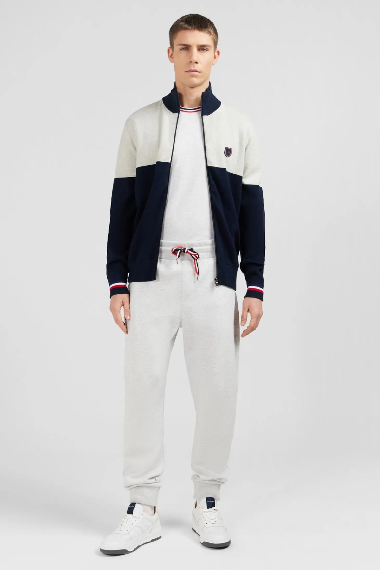 Cardigan Zippe Gris Colorblock