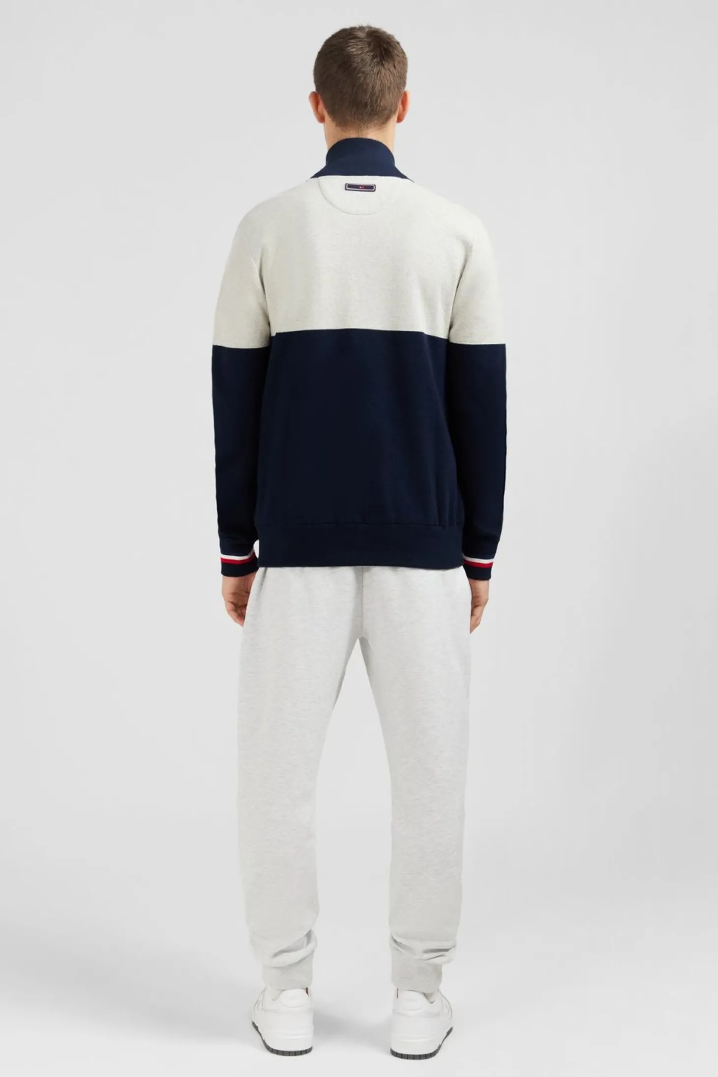 Cardigan Zippe Gris Colorblock