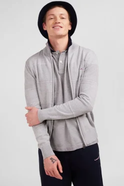 Cardigan Zippe Gris En Jeu De Maille