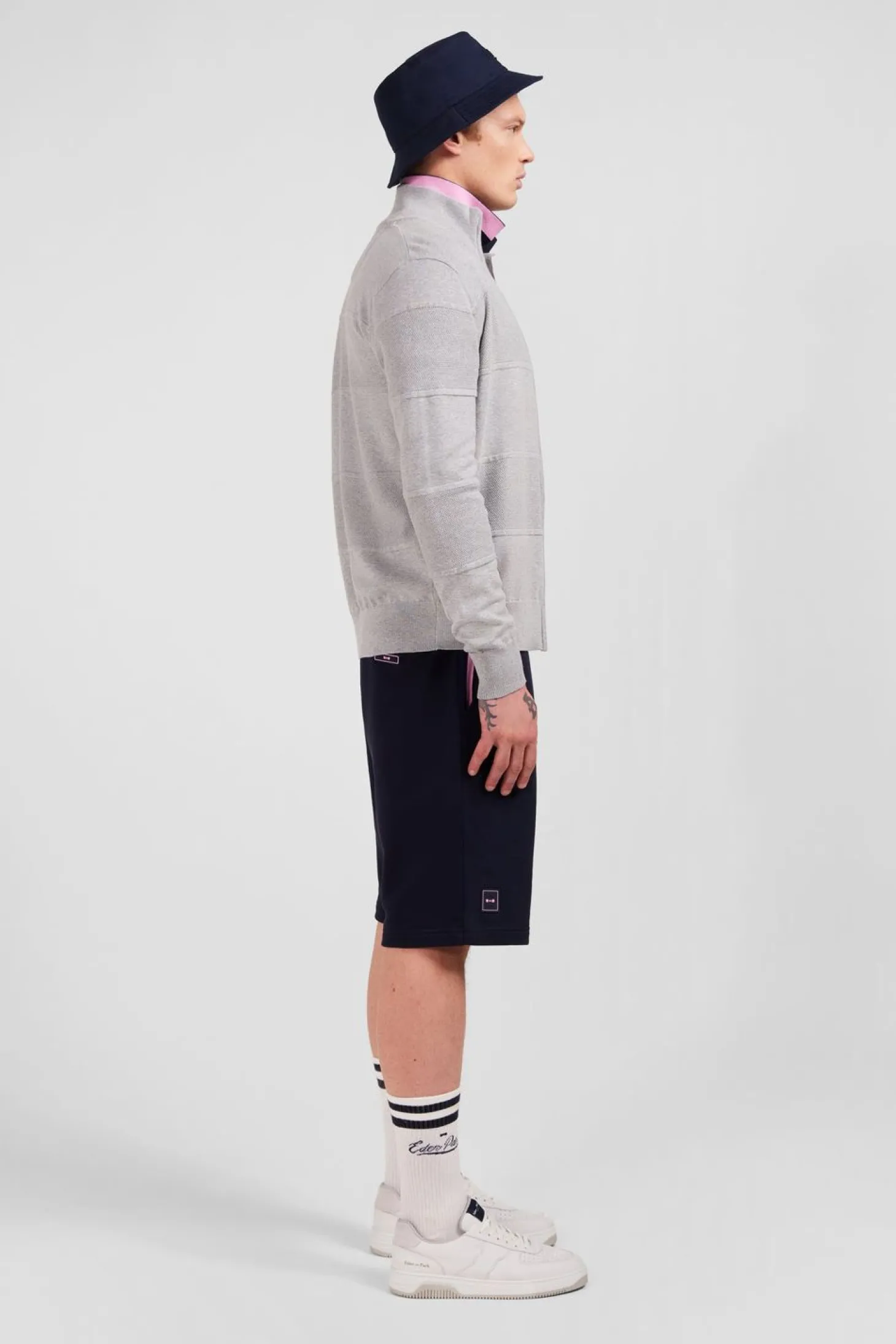 Cardigan Zippe Gris En Jeu De Maille