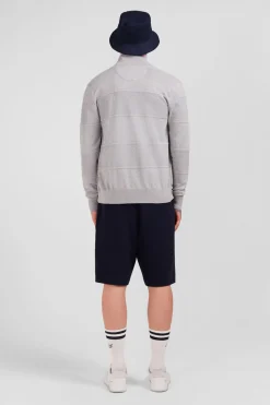 Cardigan Zippe Gris En Jeu De Maille