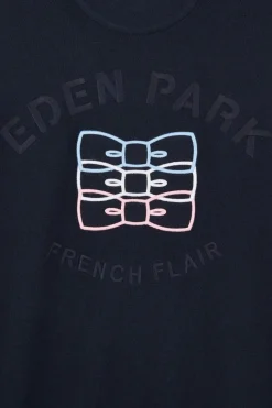 Cardigan Zippe Marine En Coton Embleme Tricolore