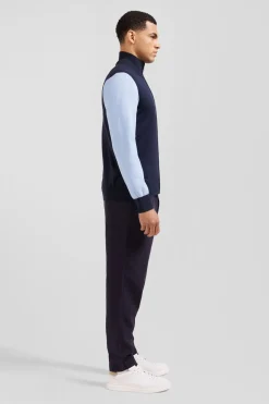 Cardigan Zippe Marine Et Bleu Numero 10
