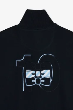 Cardigan Zippe Marine Et Bleu Numero 10
