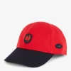 Casquette En Coton Bicolore Marine Et Rouge Embleme Coq