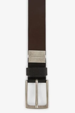 Ceinture En Cuir Reversible Boucle En Metal Argente