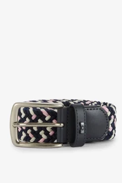 Ceinture Tressee Elastique Tricolore Rose