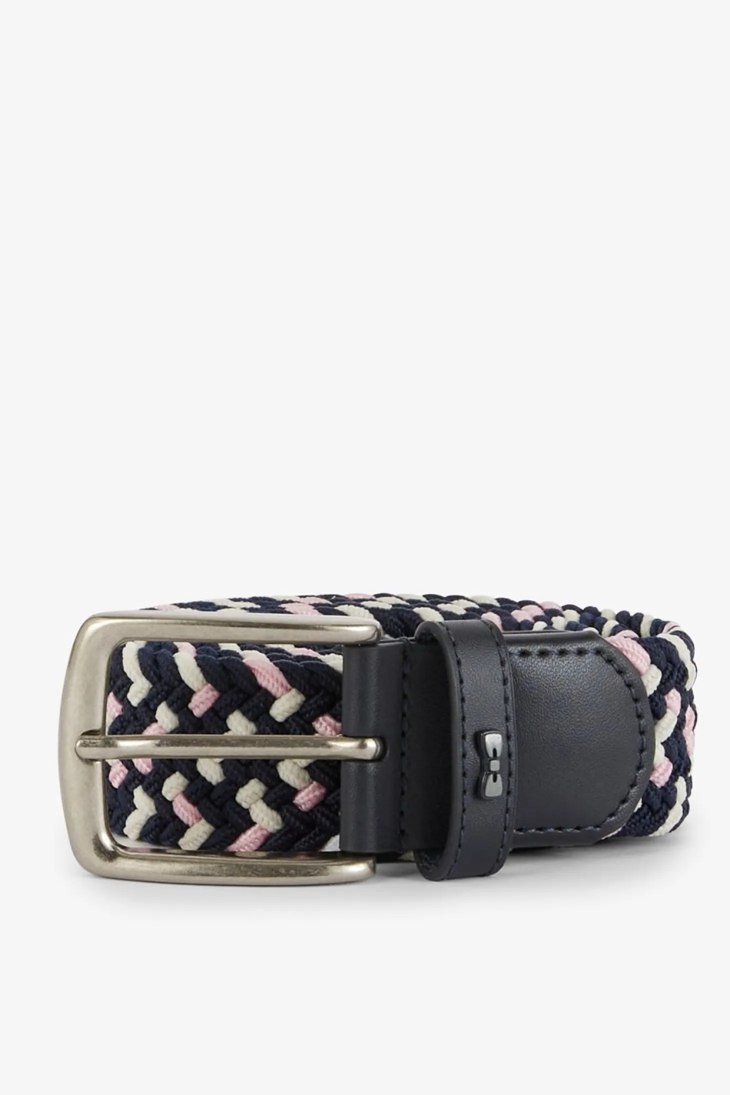 Ceinture Tressee Elastique Tricolore Rose