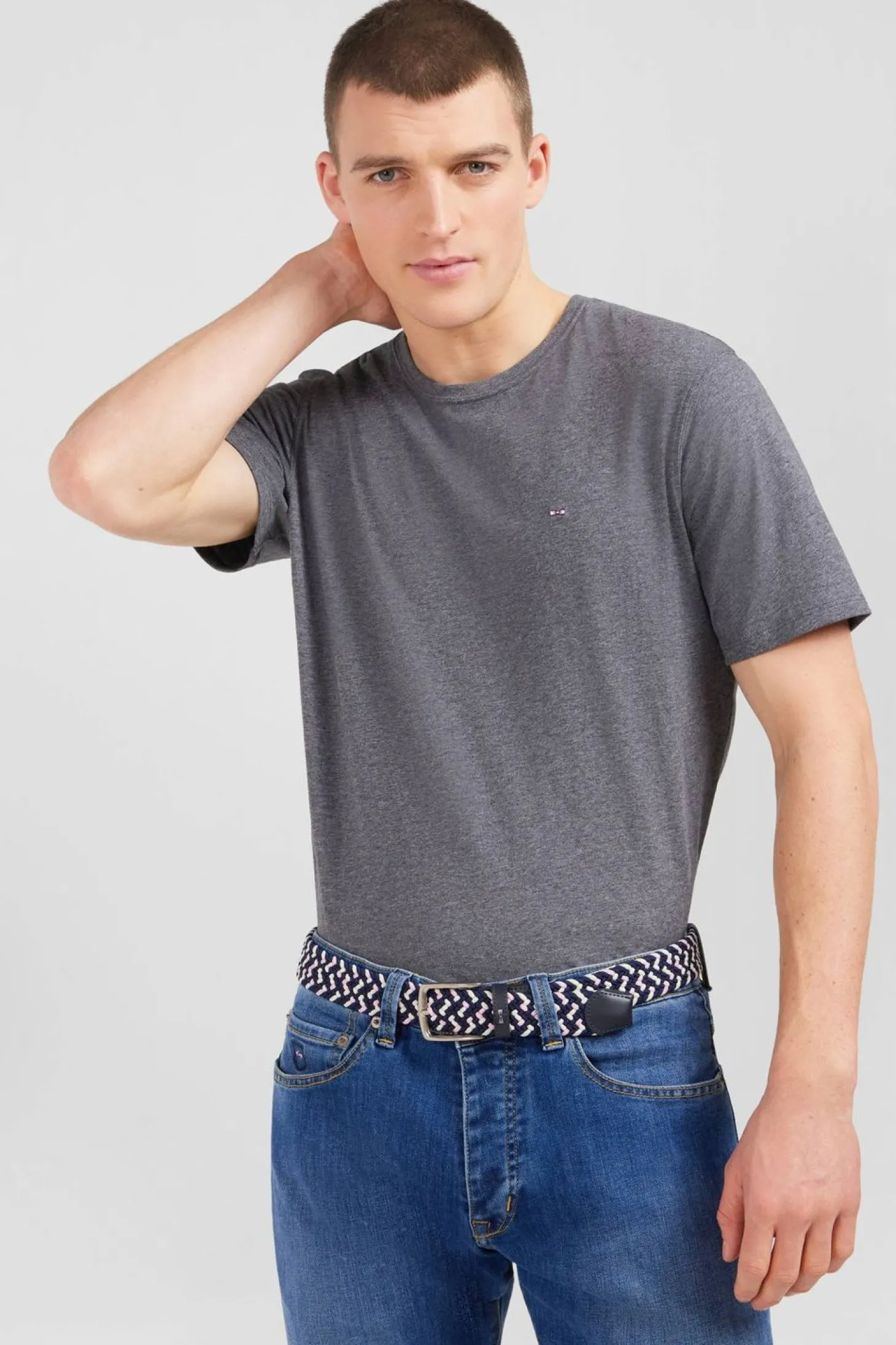 Ceinture Tressee Elastique Tricolore Rose