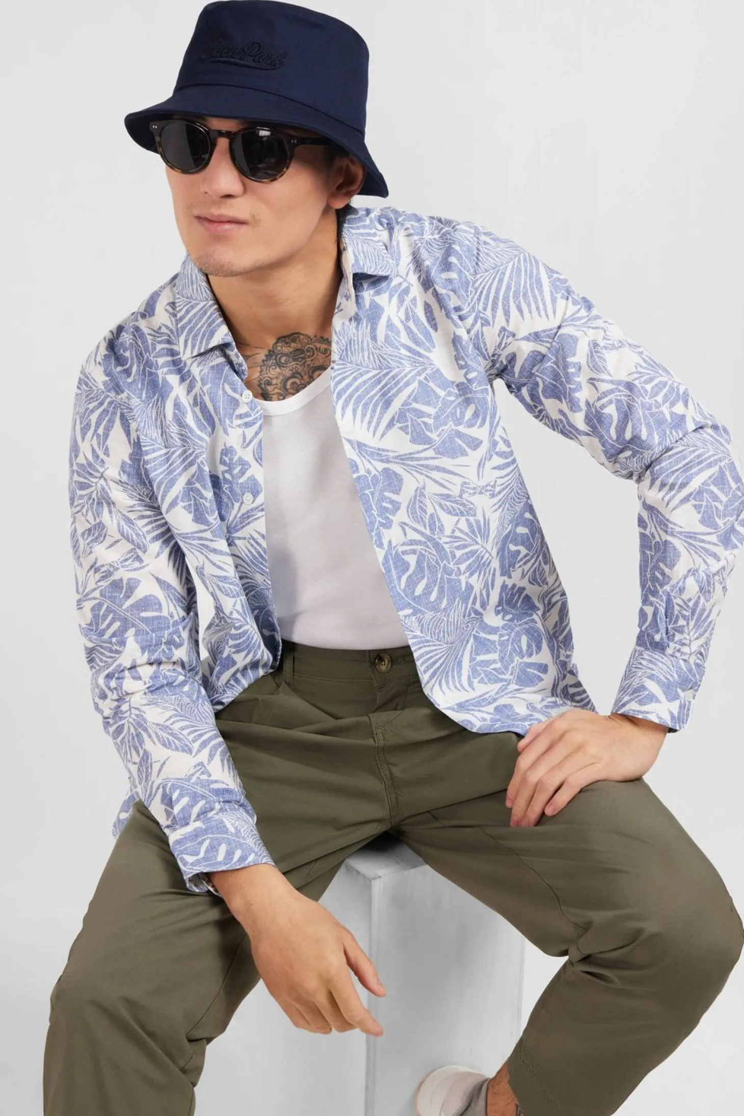 Chemise A Imprime Feuilles Exclusif