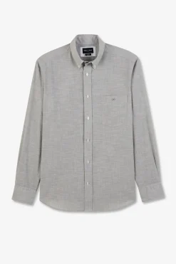 Chemise Beige Clair En Coton Dobby