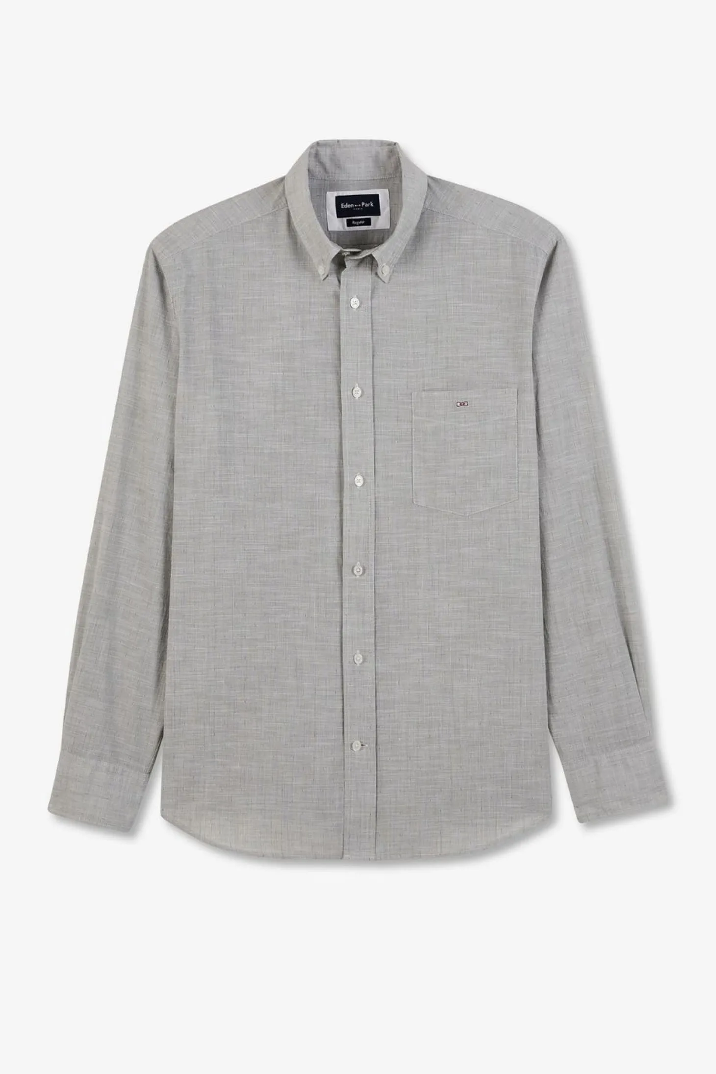 Chemise Beige Clair En Coton Dobby