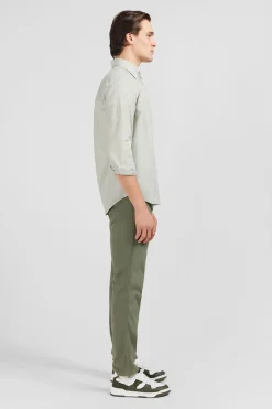 Chemise Beige Clair En Coton Dobby